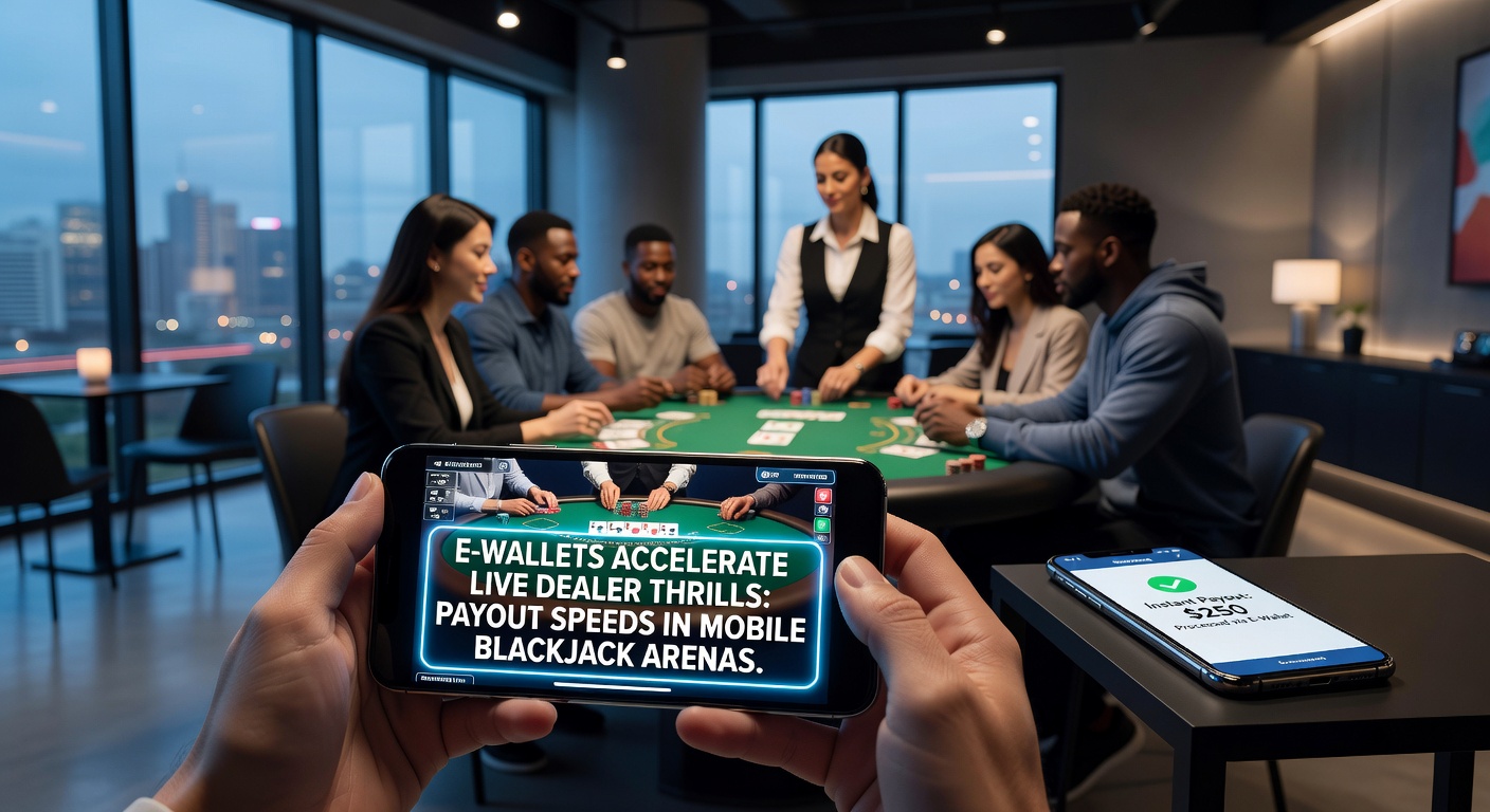 Thrilling mobile blackjack session with live dealer, e-wallet payout notification popping up instantly on screen