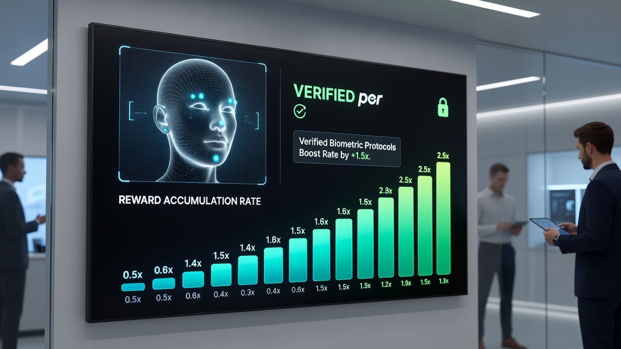 Mobile device screen displaying synchronized biometric verification status and real-time reward accumulation metrics during active betting session