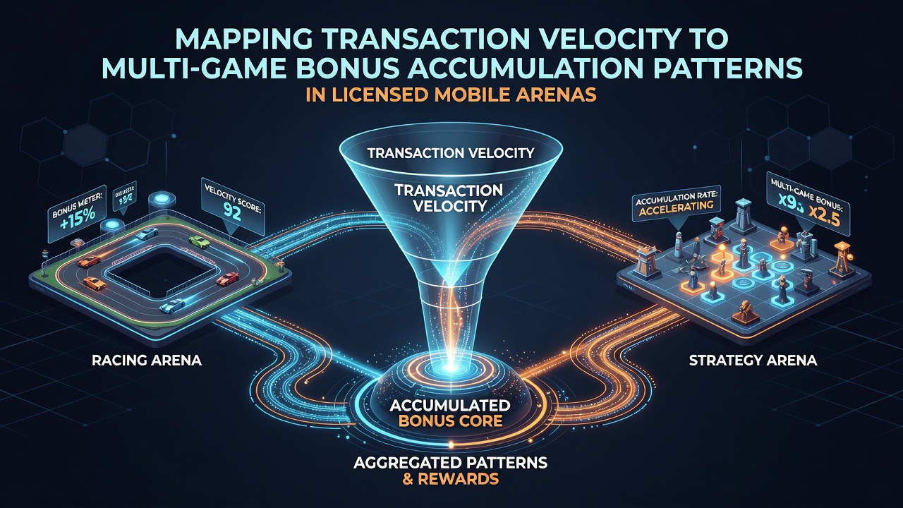 Data visualization of transaction speed versus bonus accumulation rates in multi-game mobile play