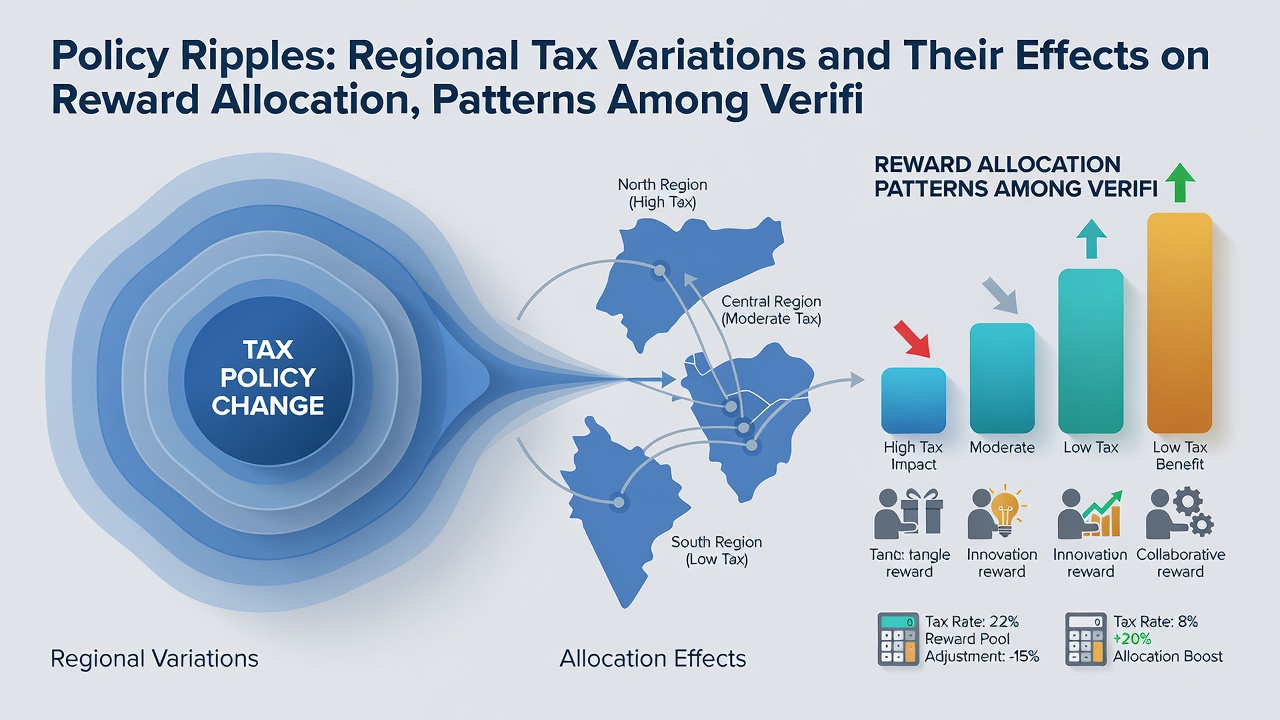 Digital map highlighting tax rate zones with reward allocation arrows pointing to verified player accounts