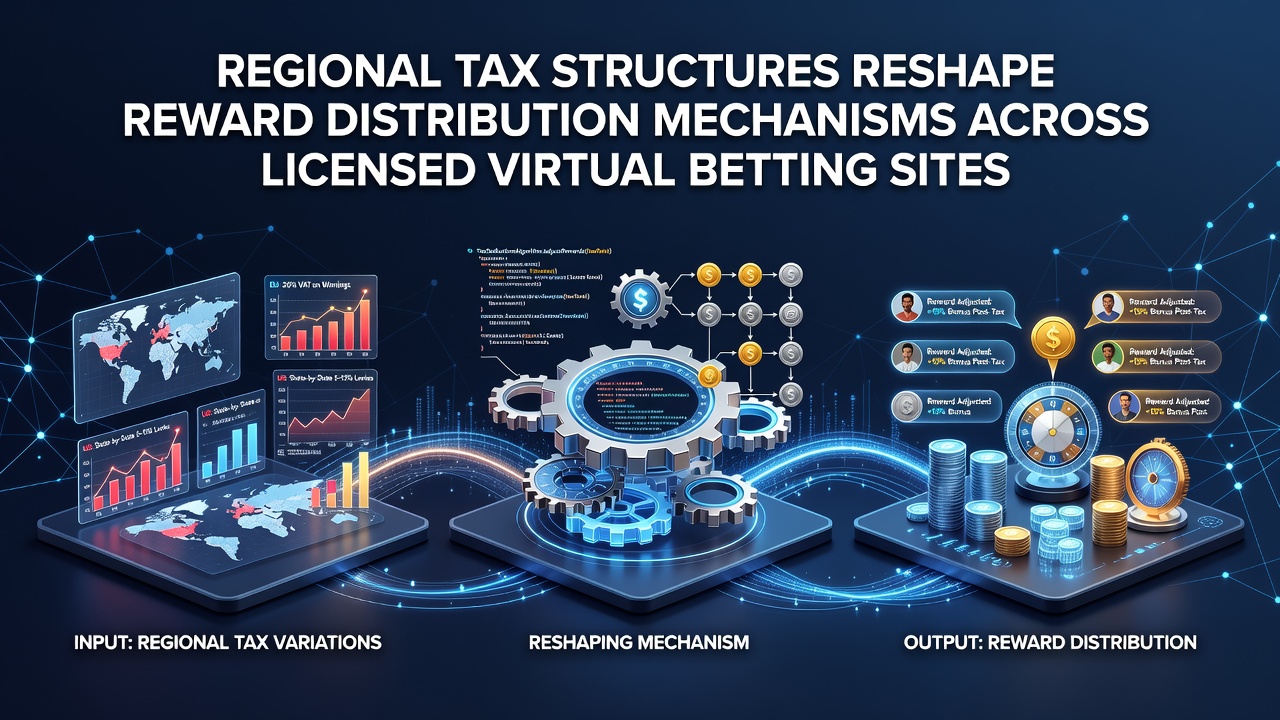 Illustration of global tax maps overlaying digital betting interfaces and reward allocation charts